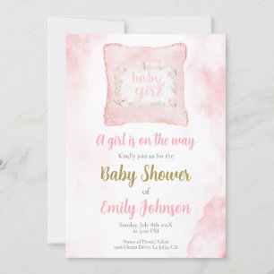 Invitación del Chica de Baby Shower de almohada