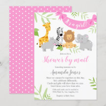 Invitación del Chica de Baby Shower de animales sa