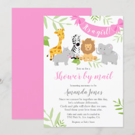 Invitación del Chica de Baby Shower de animales sa