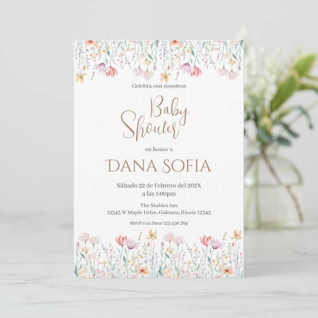 Invitación del Chica de Baby Shower de Boho floral (Anverso de pie)