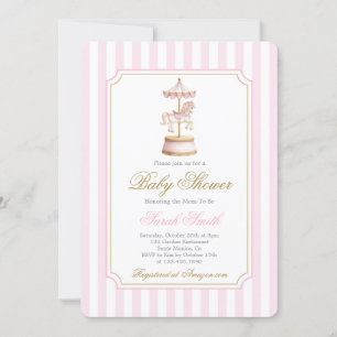 Invitación del Chica de Baby Shower de carrusel