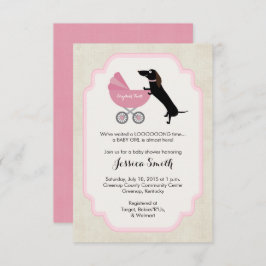 Invitación del Chica de Baby Shower de Dachshund