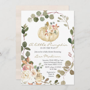 Invitación del Chica de Baby Shower de la calabaza