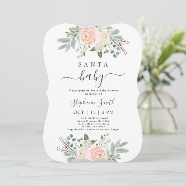 Invitación del Chica de Baby Shower de Navidades d (Anverso de pie)