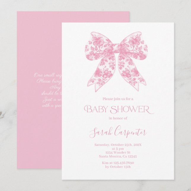 Invitación del Chica de Baby Shower de tela de arc (Anverso / Reverso)