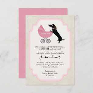 Invitación del chica de Baby Shower del Dachshund