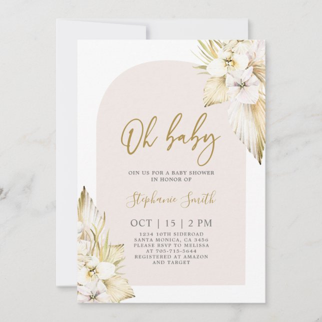 Invitación del Chica de Baby Shower del desierto b (Anverso)