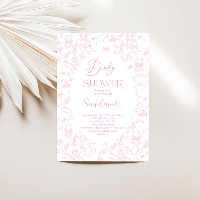Invitación del Chica de Baby Shower del osito de t (Subido por el creador)