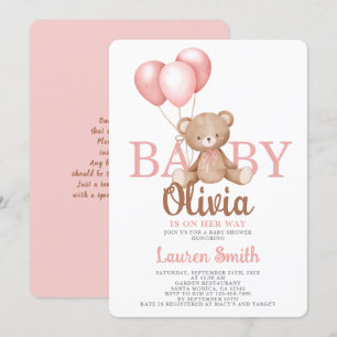 Invitación del Chica de Baby Shower del oso