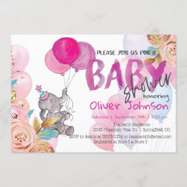 Invitación del Chica de Baby Shower para bebés ele