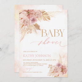 Invitación del Chica de Baby Shower Pink Boho Pamp