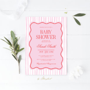 Invitación del Chica de Baby Shower Preppy Pink Re