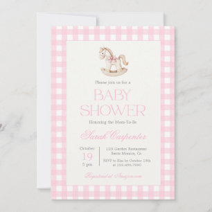 Invitación del Chica de Baby Shower Rocse Horse