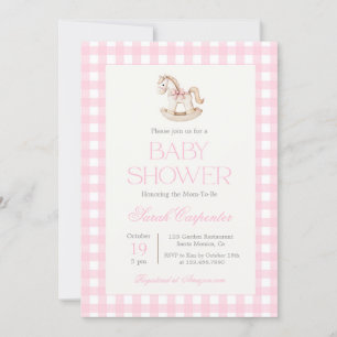 Invitación del Chica de Baby Shower Rocse Horse