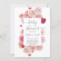 Invitación del chica de Baby Shower rosa magenta