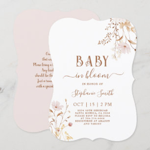 Invitación del Chica de Baby Shower Wildflower