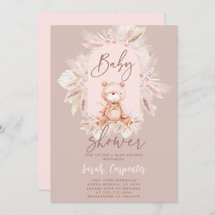 Invitación del Chica de Boho Bear Baby Shower