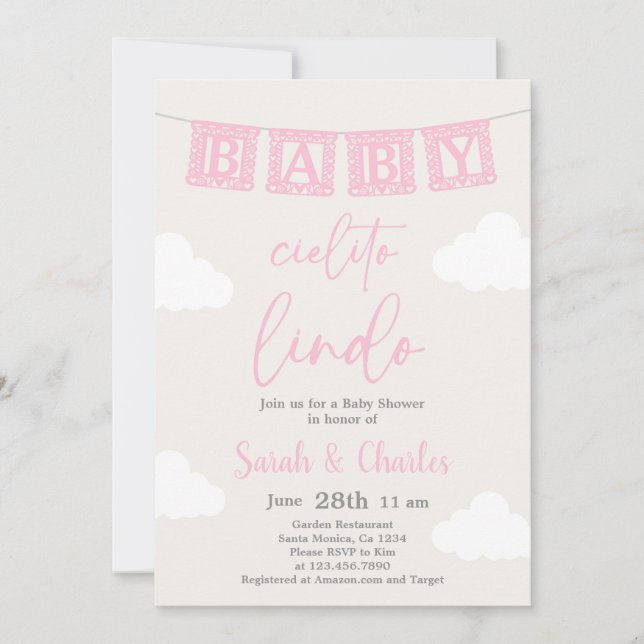 Invitación del Chica de Cielito Lindo Baby Shower (Anverso)