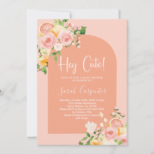 Invitación del Chica de Citrus Baby Shower (Anverso)