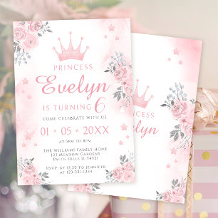 Invitación del chica de cumpleaños de princesa de