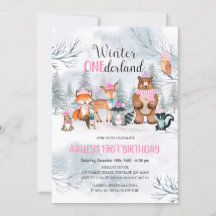 Invitación del Chica de cumpleaños Woodland ONEder