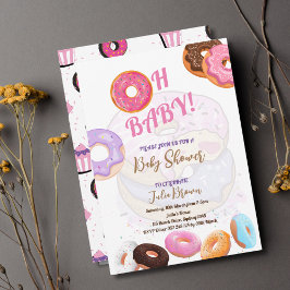 Invitación del chica de Donut Baby Shower