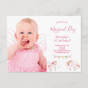 Invitación del chica de fiesta de cumpleaños de Un