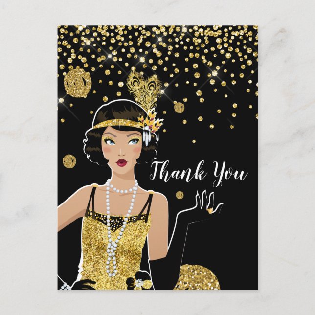 Invitación del chica de flapper de 1920, gatsby gr (Anverso)