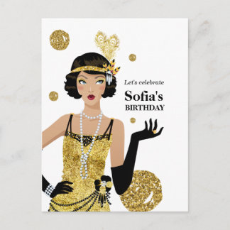 Invitación del chica de flapper de 1920, por cumpl