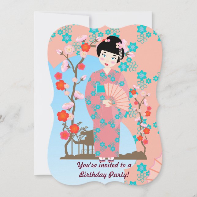 Invitación del chica de geisha y de la fiesta de (Anverso)