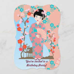 Invitación del chica de geisha y de la fiesta de