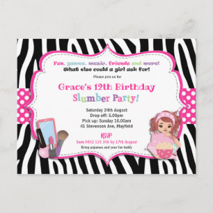 Invitación del Chica de impresión de cebra por fie