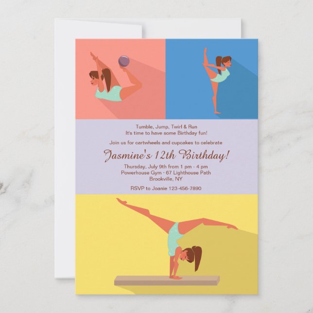 Invitación del chica de la gimnasia (Anverso)