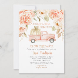 Invitación del Chica de Peach Greenery Truck Baby 