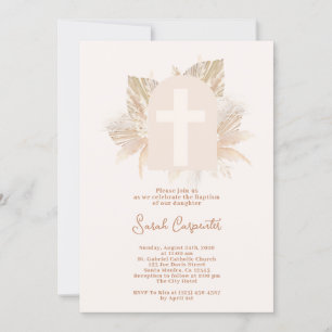 Invitación del chica del bautismo de Boho Pampas