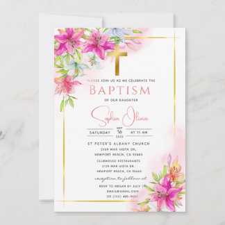 Invitación del Chica del bautismo de rosas rosas r