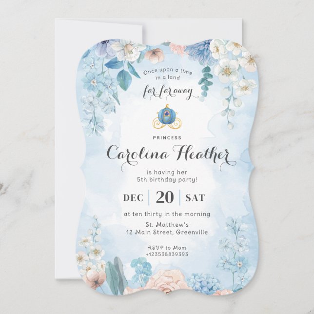 Invitación del Chica del Castillo Princesa de colo (Anverso)