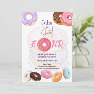 Invitación del chica del cuarto cumpleaños de Donu