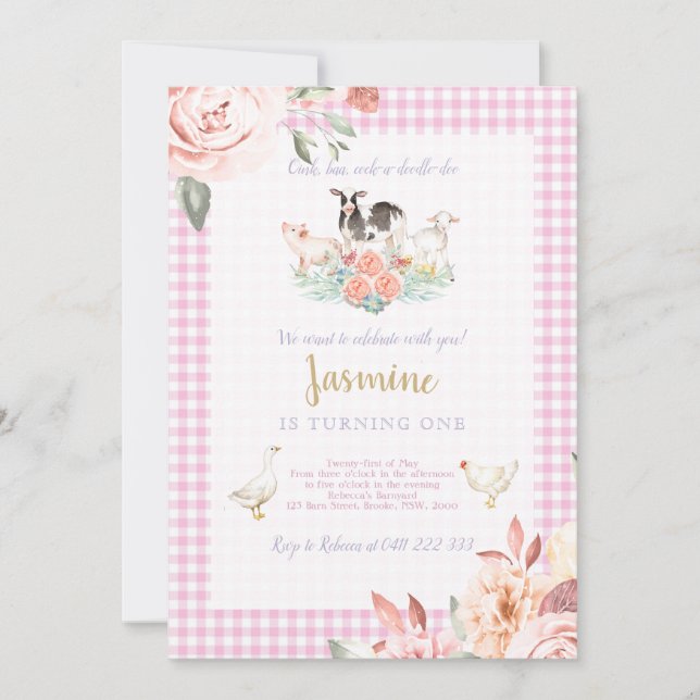 Invitación del chica del cumpleaños de Baryard de (Anverso)