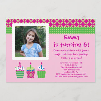 Invitación del chica del cumpleaños de la foto de