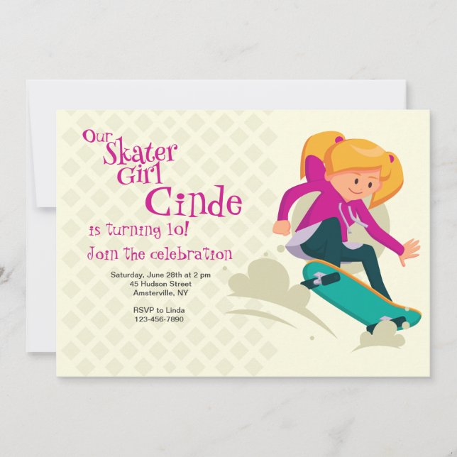 Invitación del Chica del patinador (Anverso)