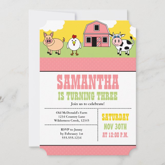 Invitación del chica del rosa de la fiesta de (Anverso)