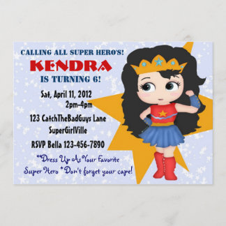 Invitación del chica del super héroe