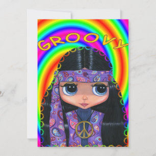 Invitación del Chica hippie púrpura Paisley