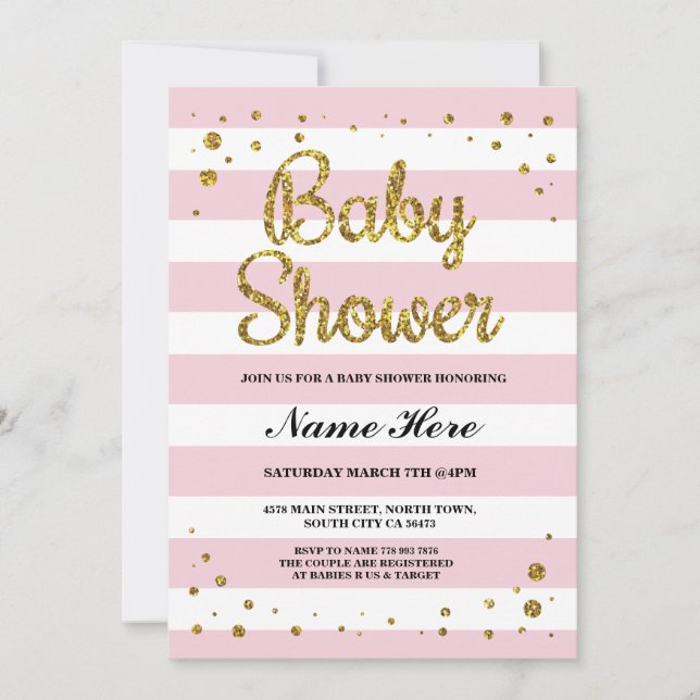 Invitación del Chica Purpurina de oro de banda ros (Anverso)