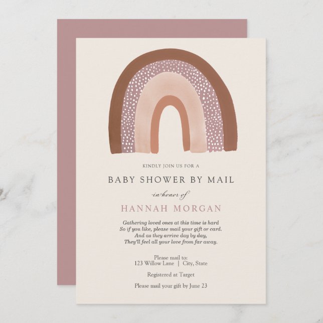 Invitación del chica Rainbow Baby Shower por corre (Anverso / Reverso)