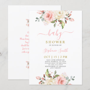 Invitación del Chica Rubor Pink Floral Baby Shower