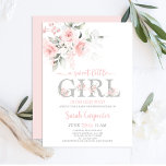 Invitación del Chica Rubor Pink Floral Baby Shower<br><div class="desc">Chica de invitaciones a Rubor Pink Floral Baby Shower</div>