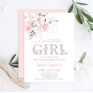 Invitación del Chica Rubor Pink Floral Baby Shower