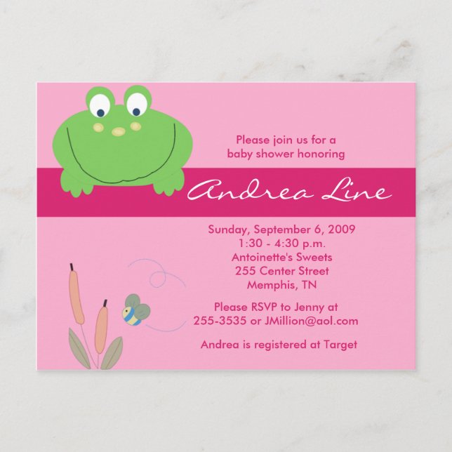Invitación del Chica verde rosa de Froggyville Fro (Anverso)